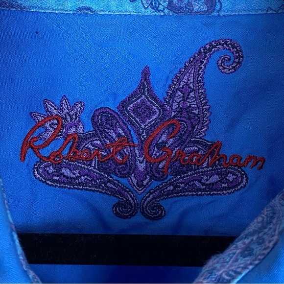 Robert Graham Shirt Men XL Floral flip cuff Print Contrast Preppy Going Out Club - Picture 4 of 9